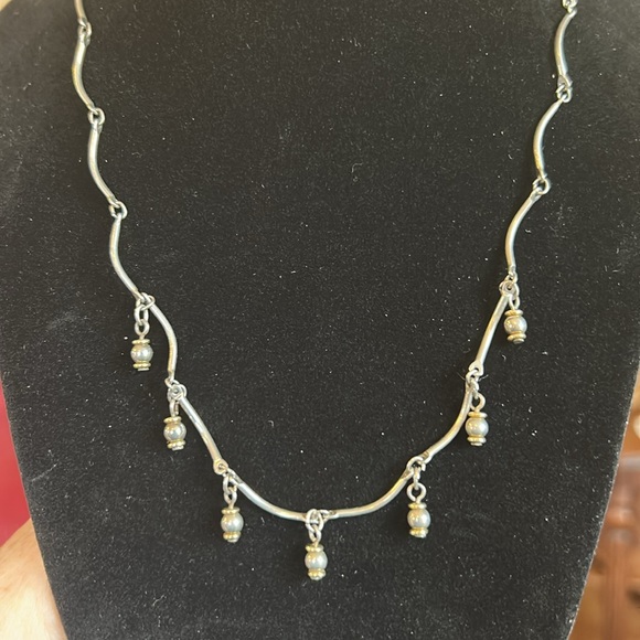 Jewelry - Antique Sterling Silver Beaded necklace 16 inches long Simple, Elegant!